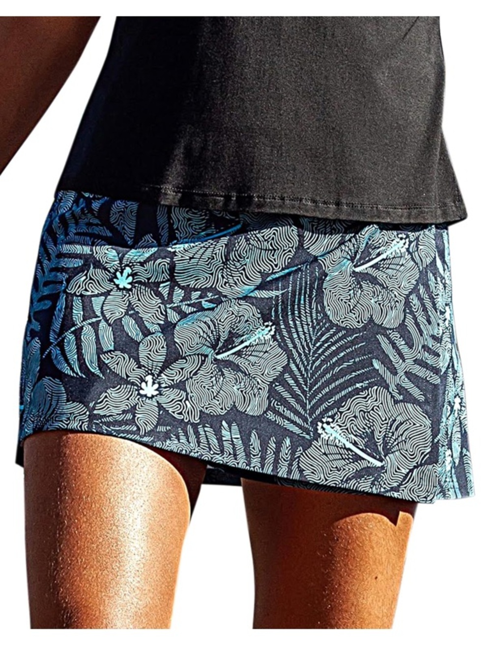 Rip Skirt Blue Tropical Print Skort